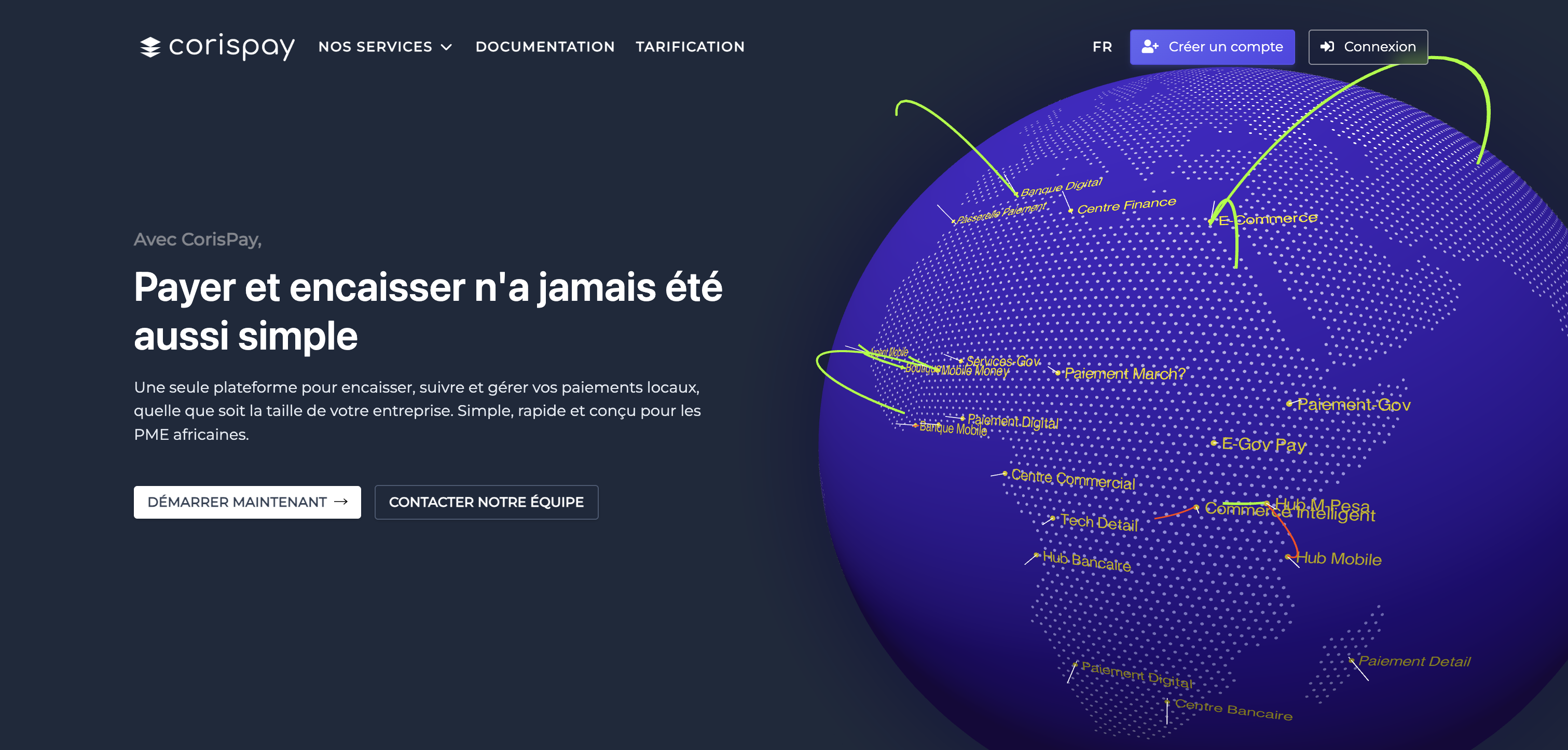 CorisPay Landing page - Écran de création de compte CorisPay