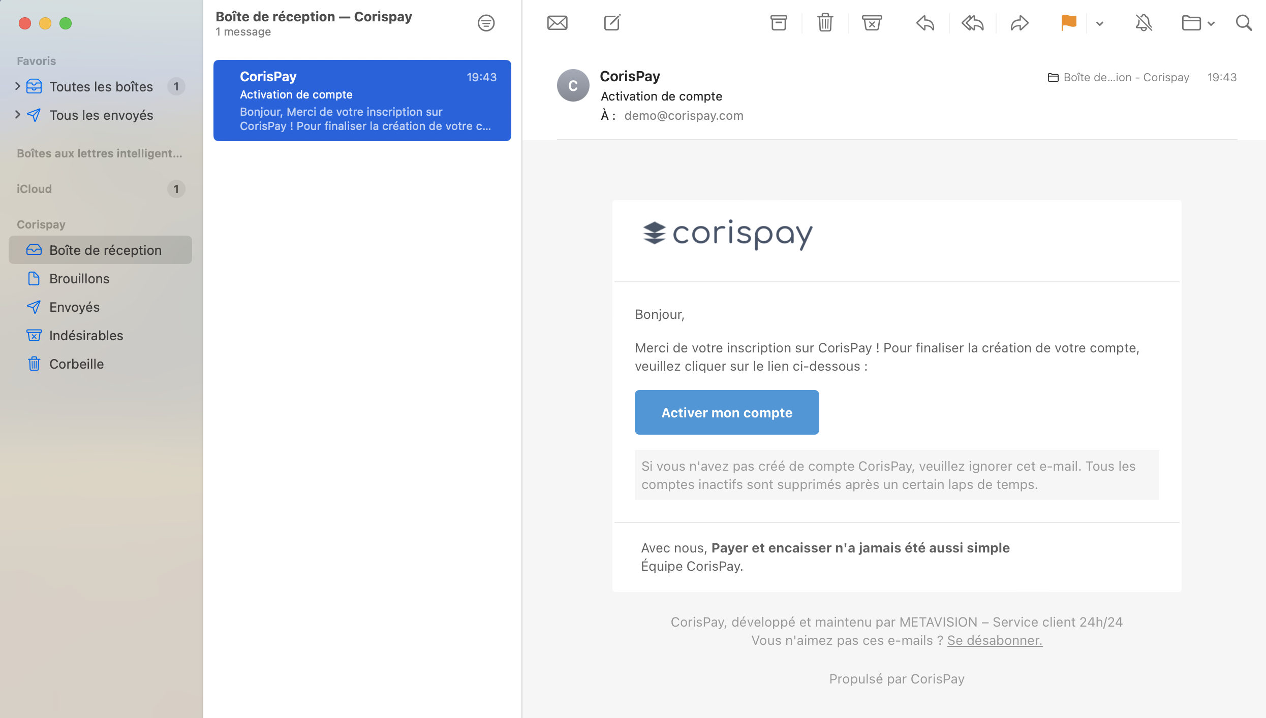 Étapes d’activation du compte